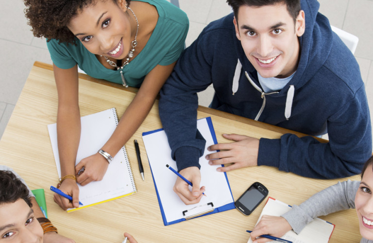 Group of students studying effectively