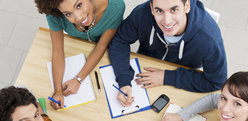 Group of students studying effectively