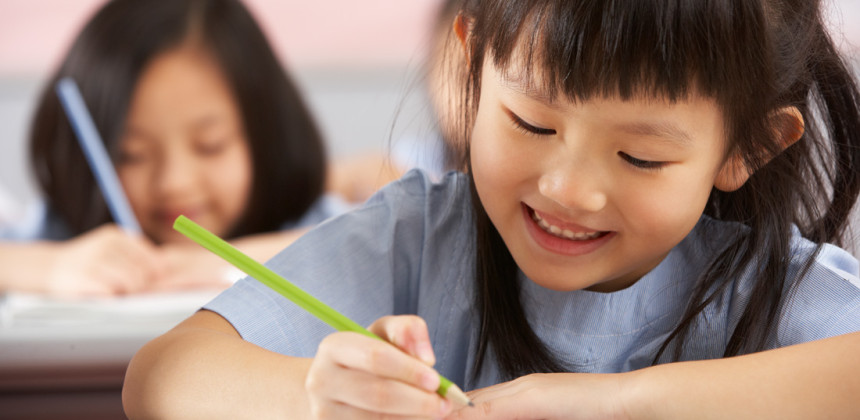 Young child learning handwriting