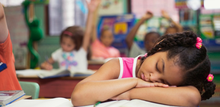 Child sleeping in school as part of a habit