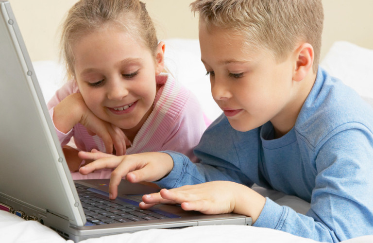 Young children on the computer