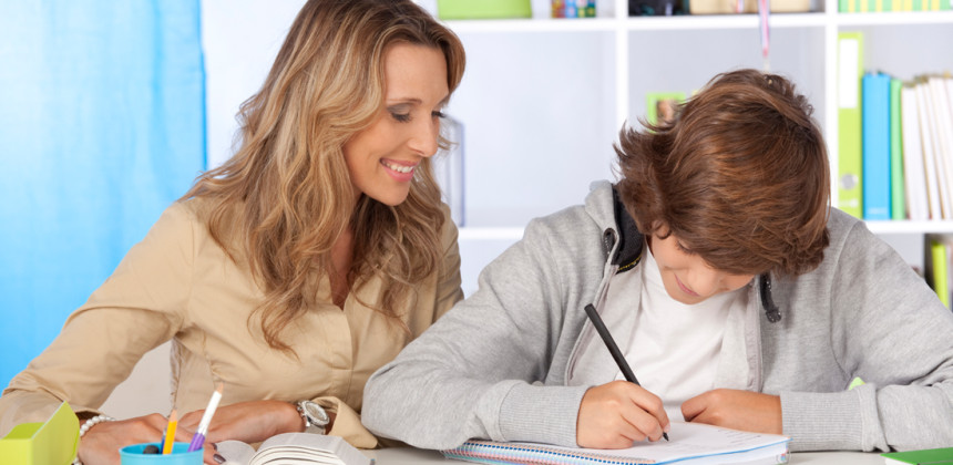 A child with his mother learning the skills to learn for life