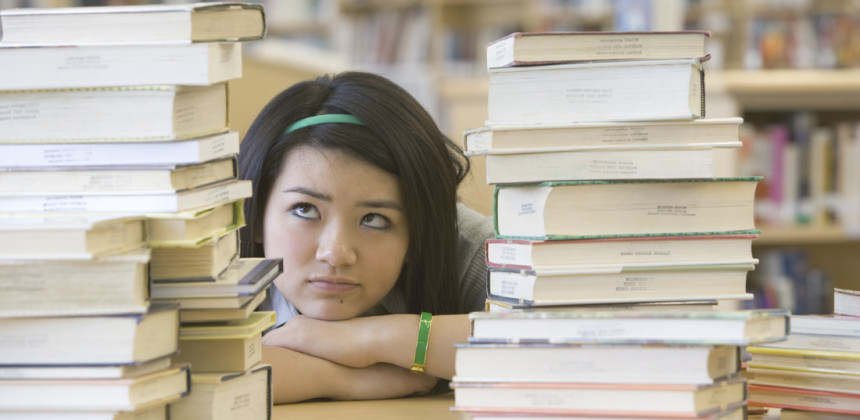 Student trying to crunch study for a test