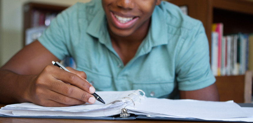 An organized student studying