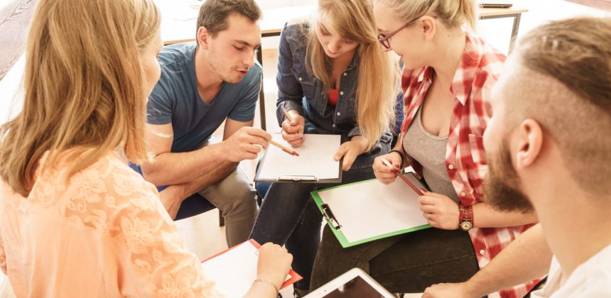 Group of students studying.