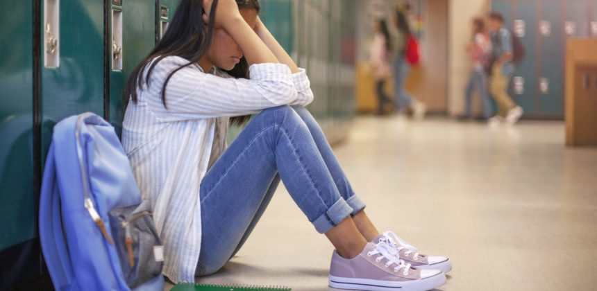 Frustrated student feeling stress from school